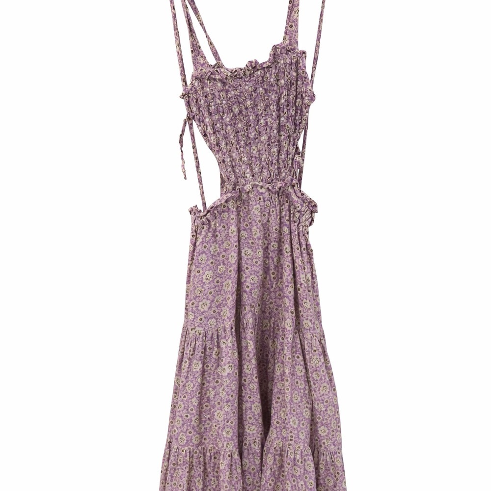 Sea New York Ida Apron Midi Dress Lavender Floral Cutout Size S - Picture 5 of 8